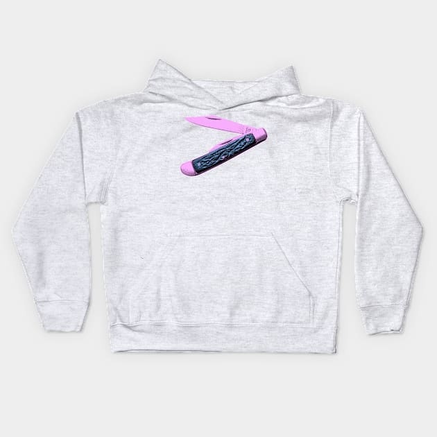 Pocket Knife in Retro Pink and Blue Kids Hoodie by callingtomorrow